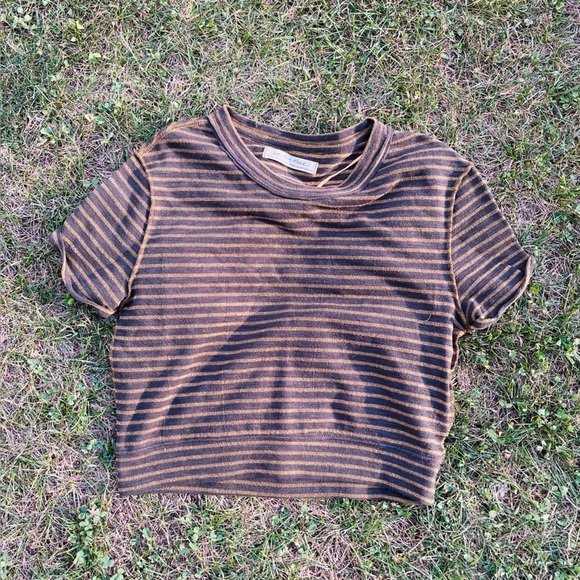 Free People We The Free Striped Tee XS chocolate Brown - Picture 2 of 2
